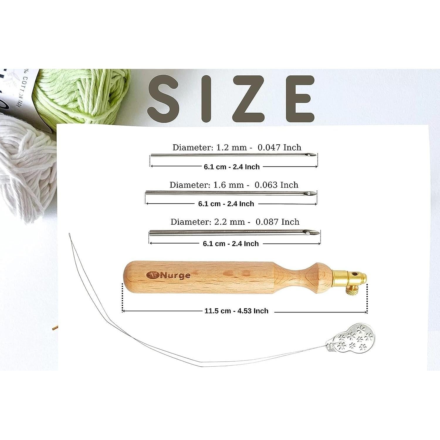 Set de Agujas de Punch Nurge 3 mm - 4 mm - 5 mm con Mango de Madera