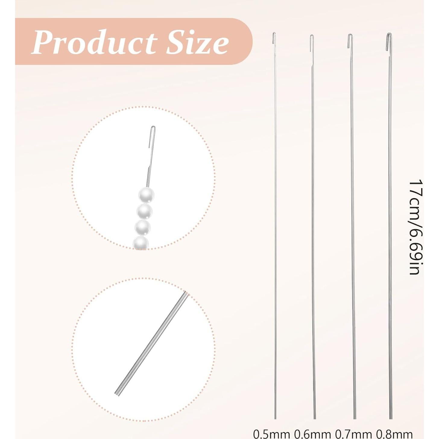 Enhebrador de Perlas Nogeqi 4 Pcs Agujas 0.5-0.8mm DIY Joyería