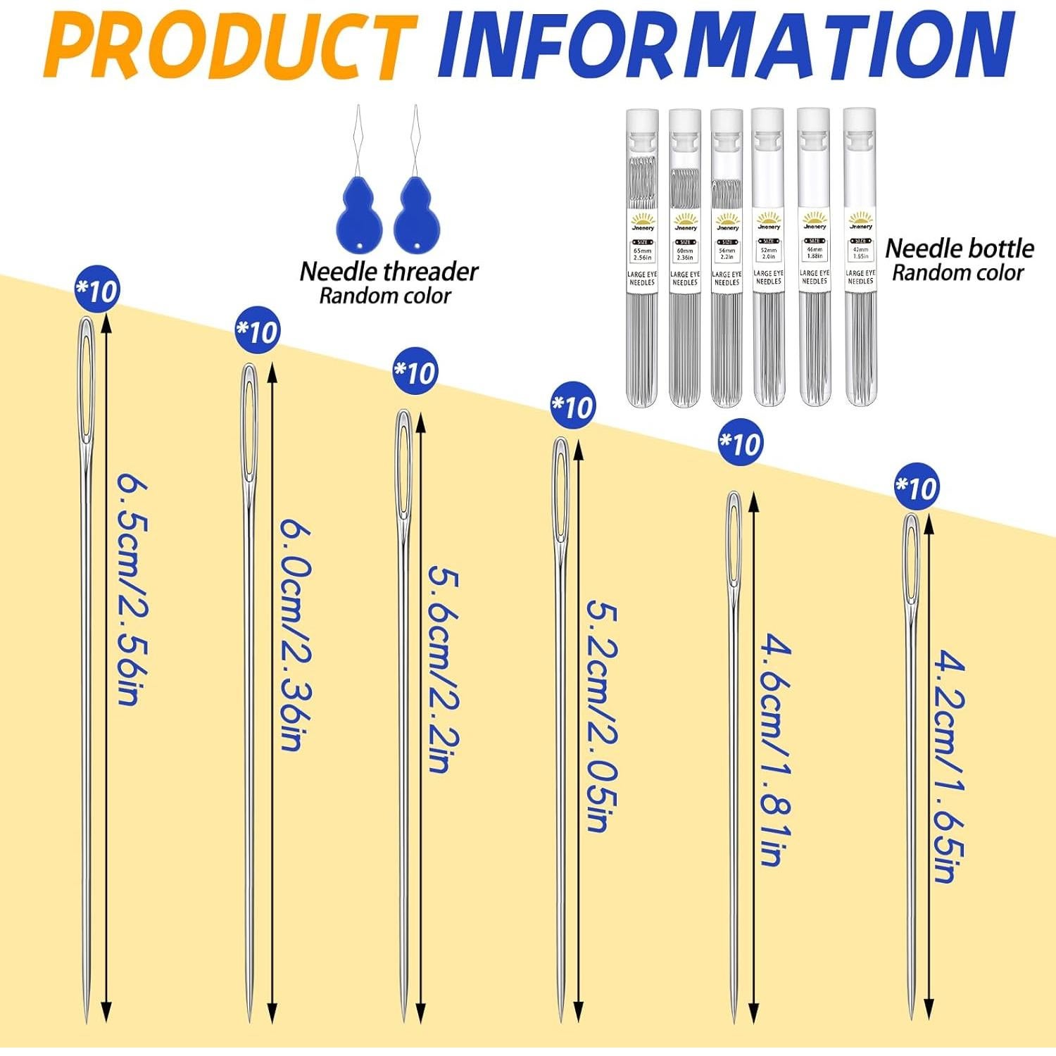 Set de 60 Agujas de Coser JNENERY con Enhebrador - Acero Inoxidable