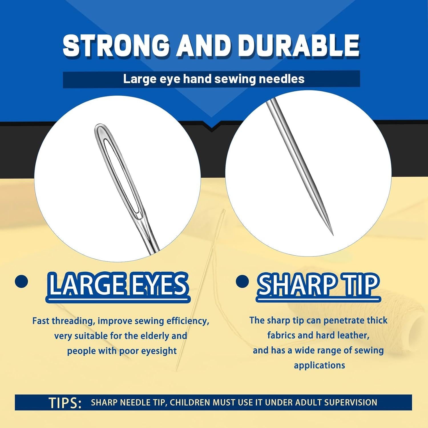 Set de 60 Agujas de Coser JNENERY con Enhebrador - Acero Inoxidable