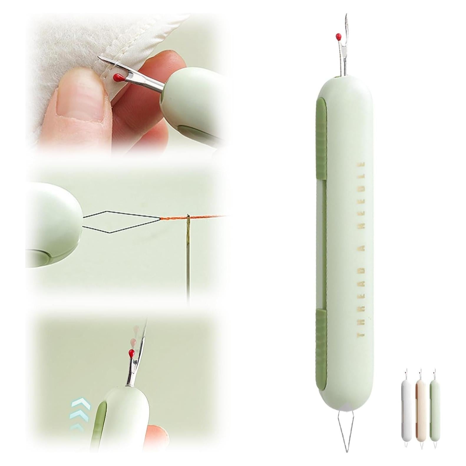 2024 Upgrade 2 in 1 Needle Threader Seam Ripper, Needle Threaders Seam Rippers for Sewing, Needle Threading and Seam Kit Seam Ripper Tool for Elderly and Sewing Enthusiasts(Green)
