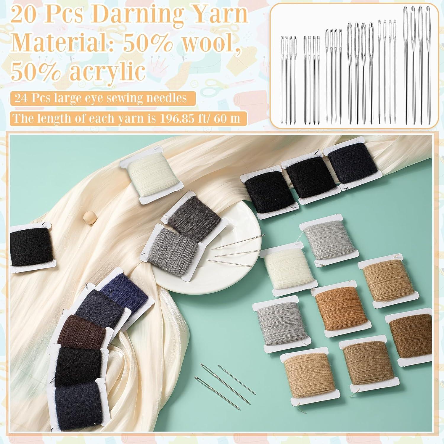 Kit de Hilo de Remiendo Jexine 20 Pcs 1200m 50% Lana 50% Acrílico