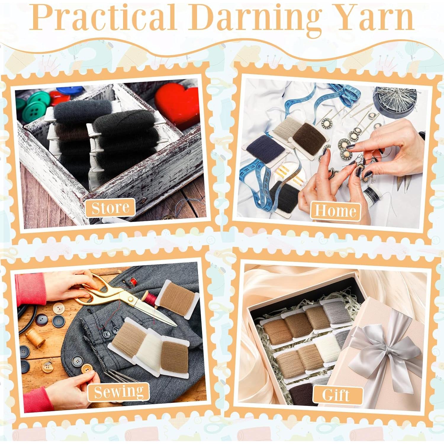 Kit de Hilo de Remiendo Jexine 20 Pcs 1200m 50% Lana 50% Acrílico