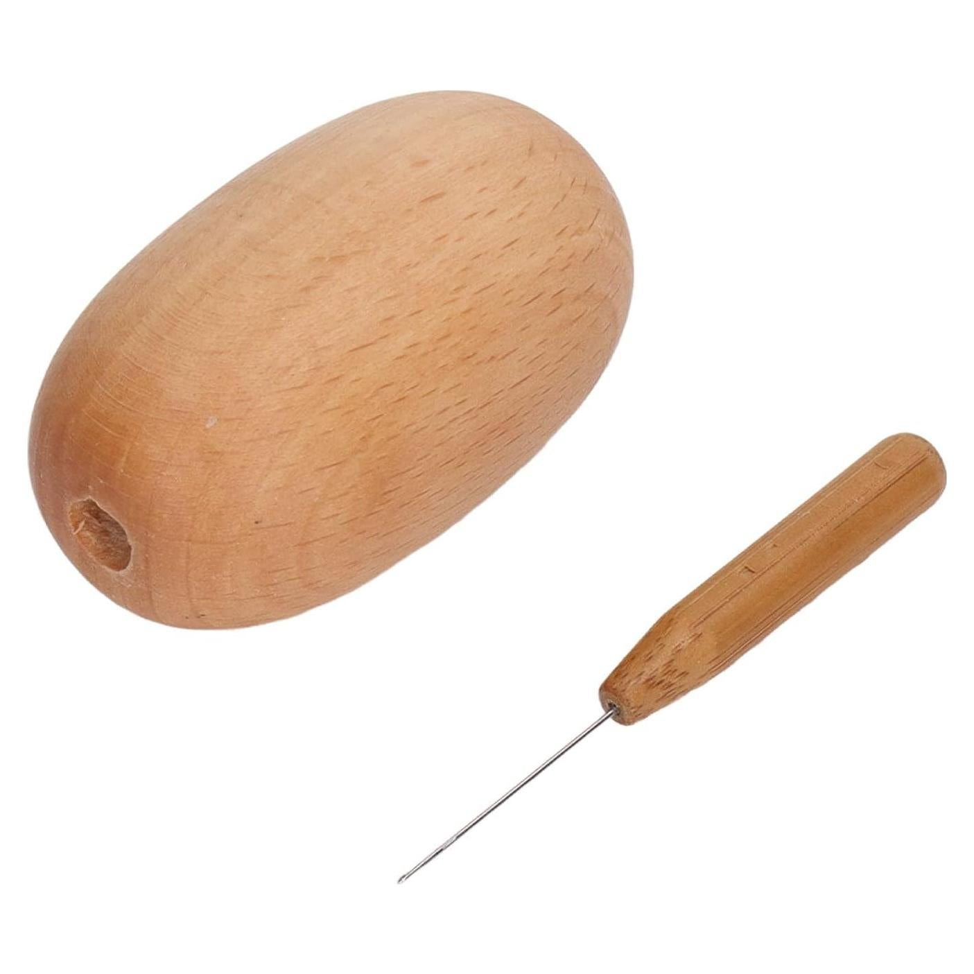 Huevo de Remendar de Madera Haya con Aguja para Costura