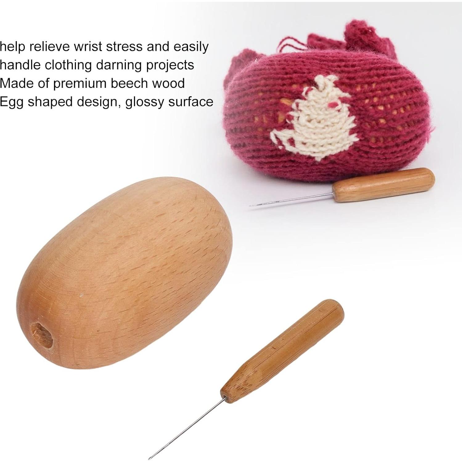 Huevo de Remendar de Madera de Haya con Aguja - Bricolaje