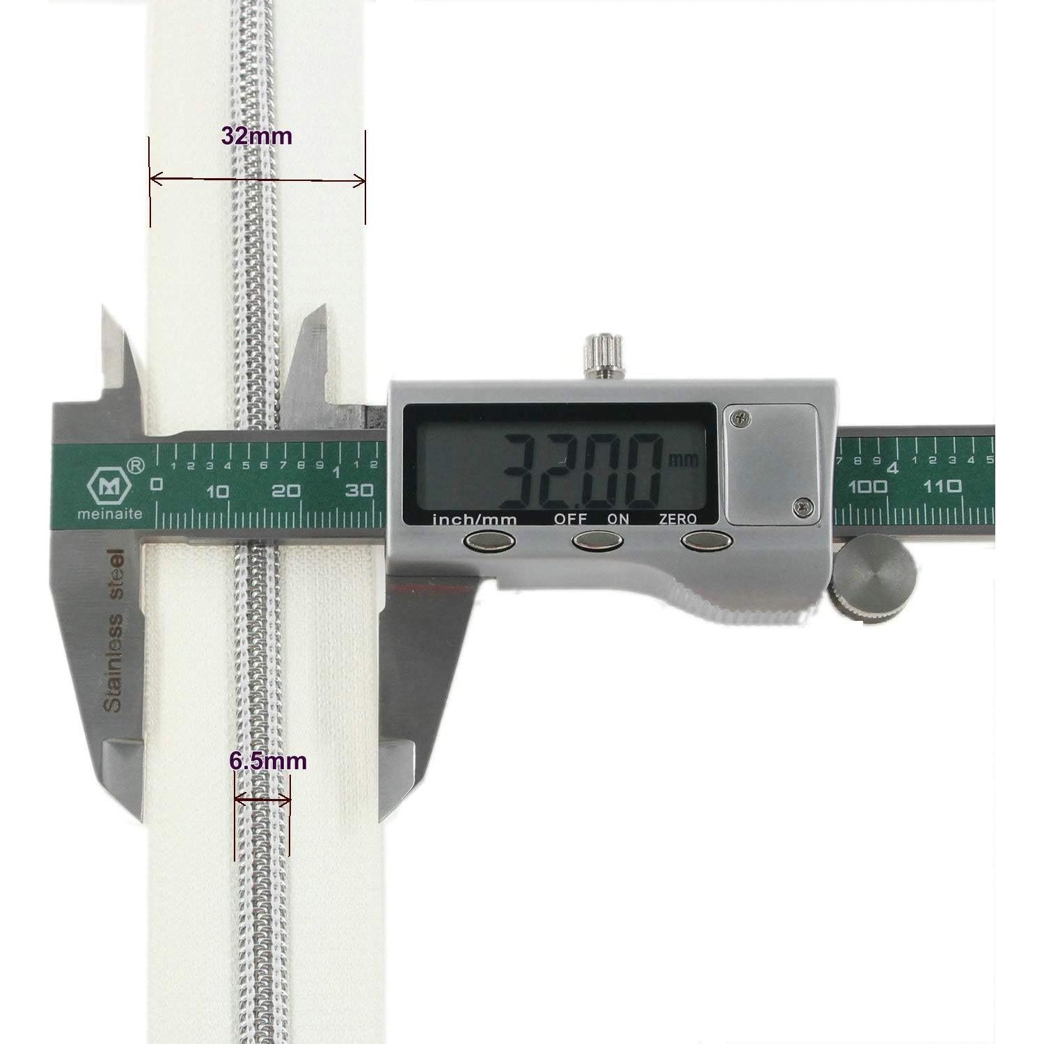 Cremallera de Nylon Leekayer #5 Blanca con Dientes Dorados 10 Yards