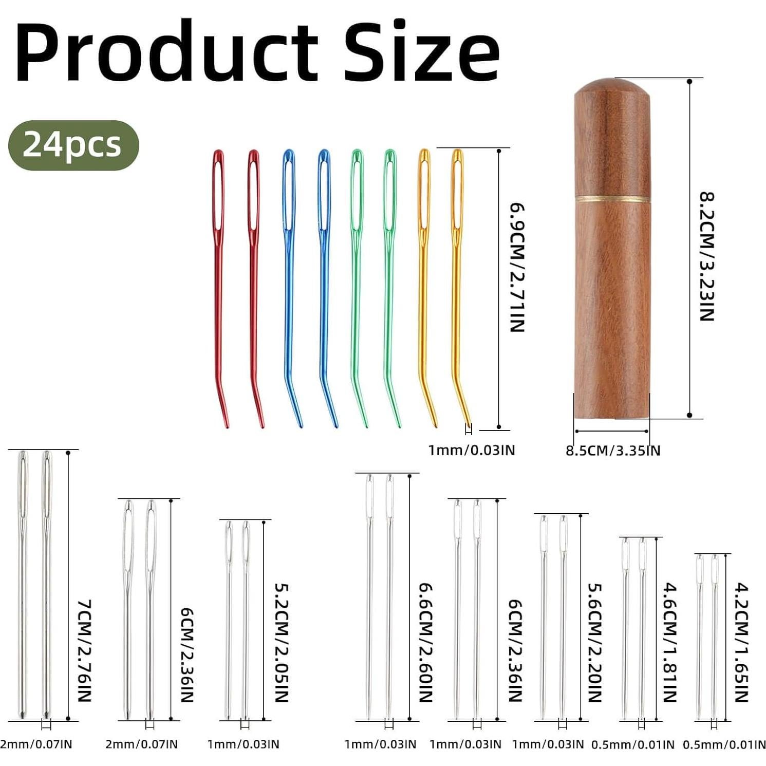 Kit de Agujas de Coser ABEJFIC 24 Piezas Acero Inoxidable