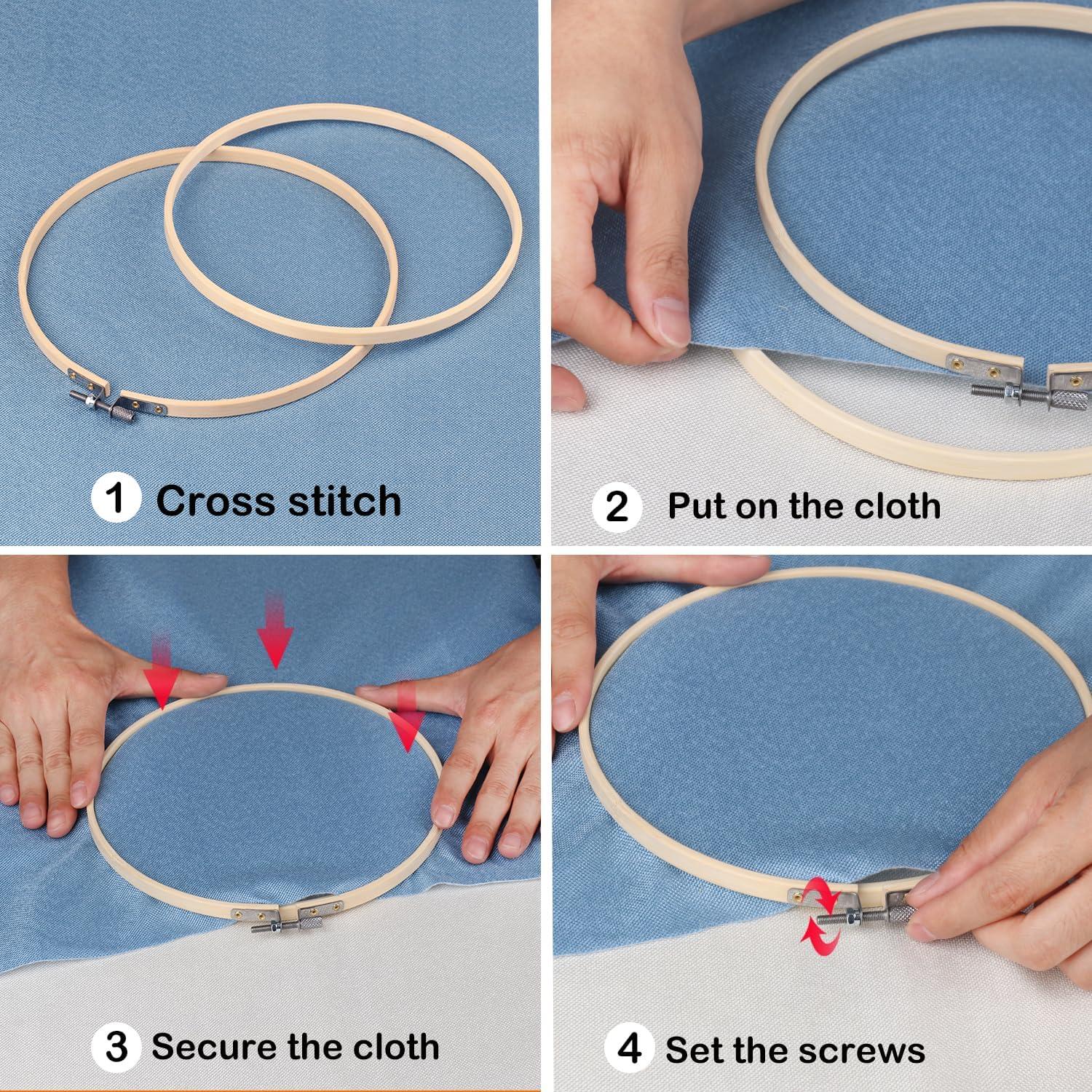 Juego de 18 Aros de Bordado de Bambú 30.48 cm GNIEMCKIN