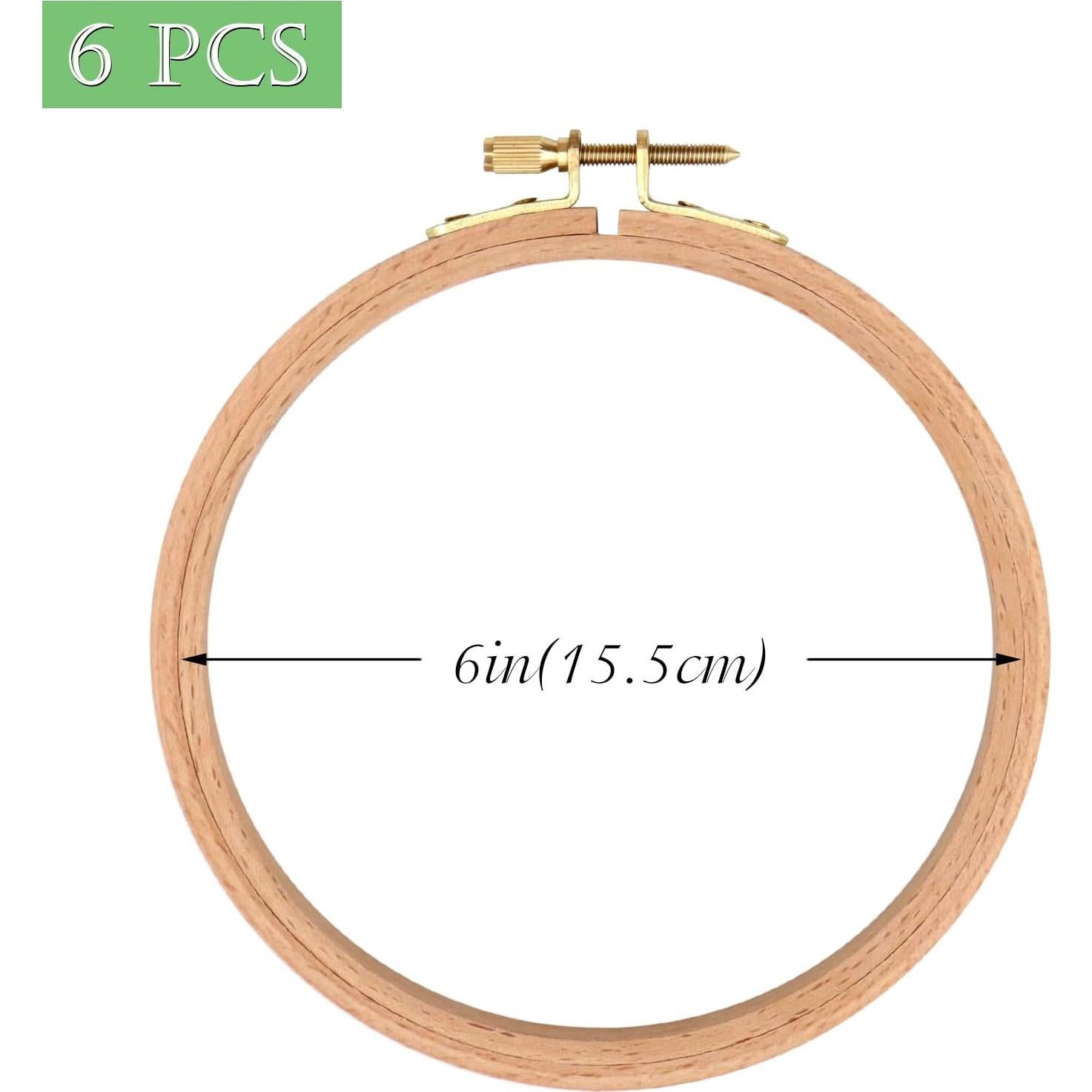 Set de 6 Aros de Bordado de Madera ZOCONE 15.24 cm