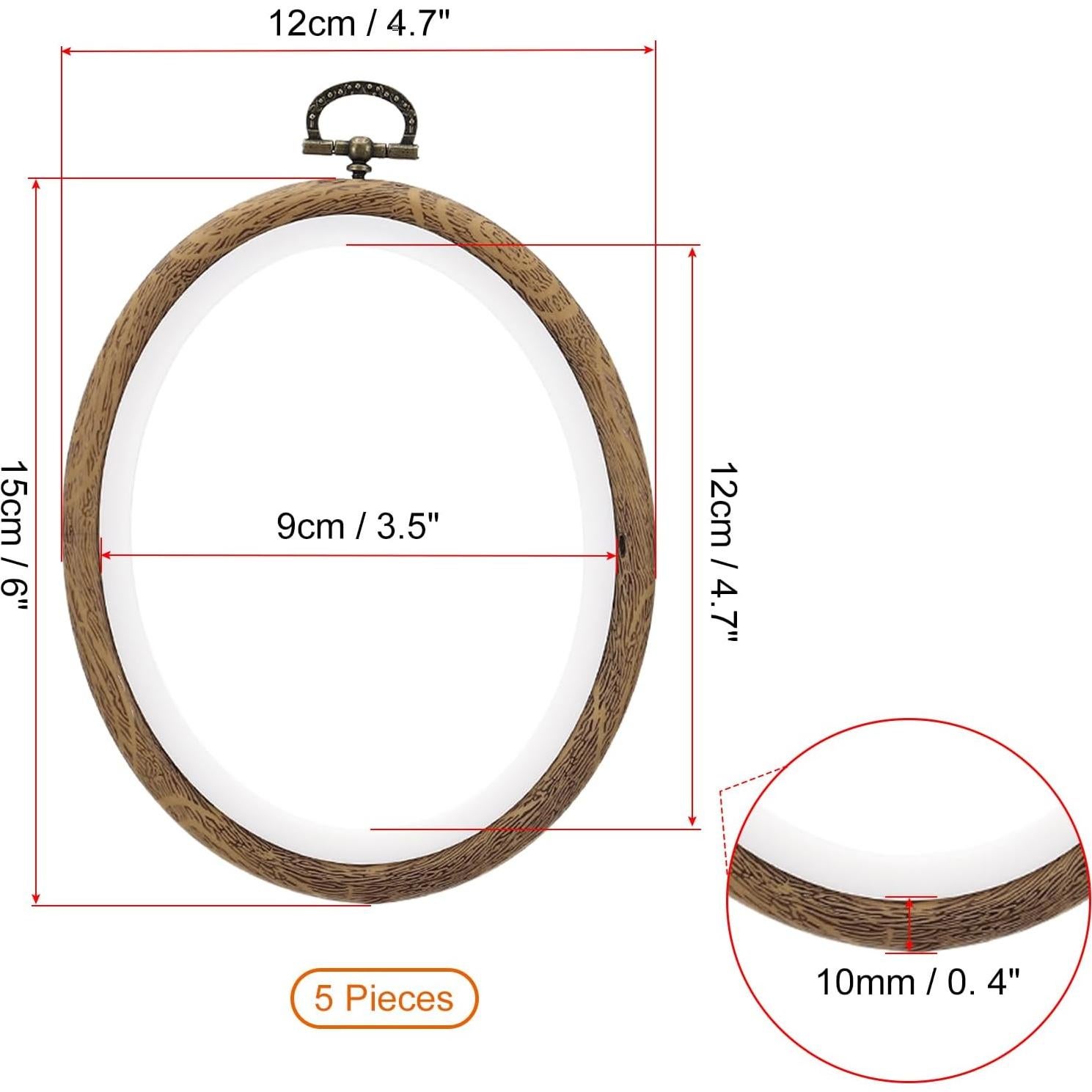 Aros de Bordado Ovalados PATIKIL 15x12cm 5 Piezas Decorativos