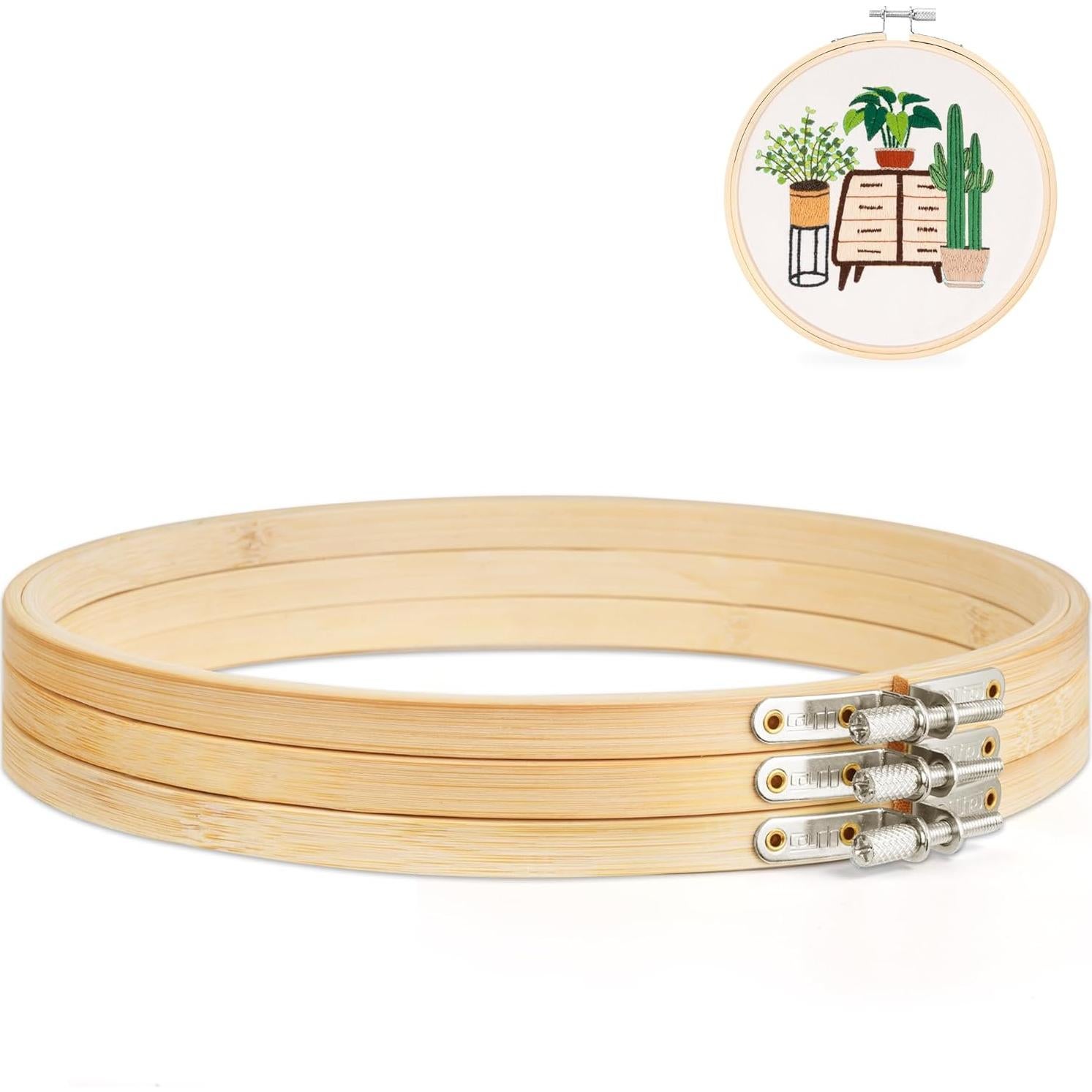 Aros de Bordado de Bambú Caydo 8 Pulgadas 3 Piezas con Tornillo