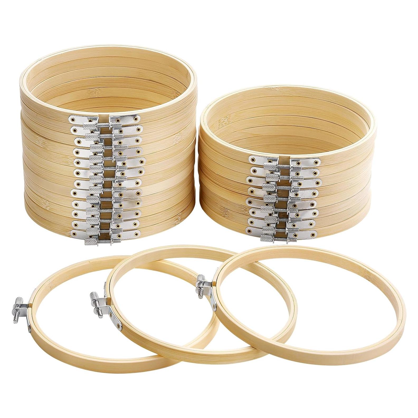 Aros de Bordado Caydo 24 Piezas 15 cm Madera Natural