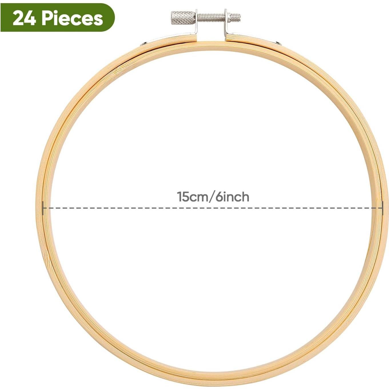 Aros de Bordado Caydo 24 Piezas 15 cm Madera Natural