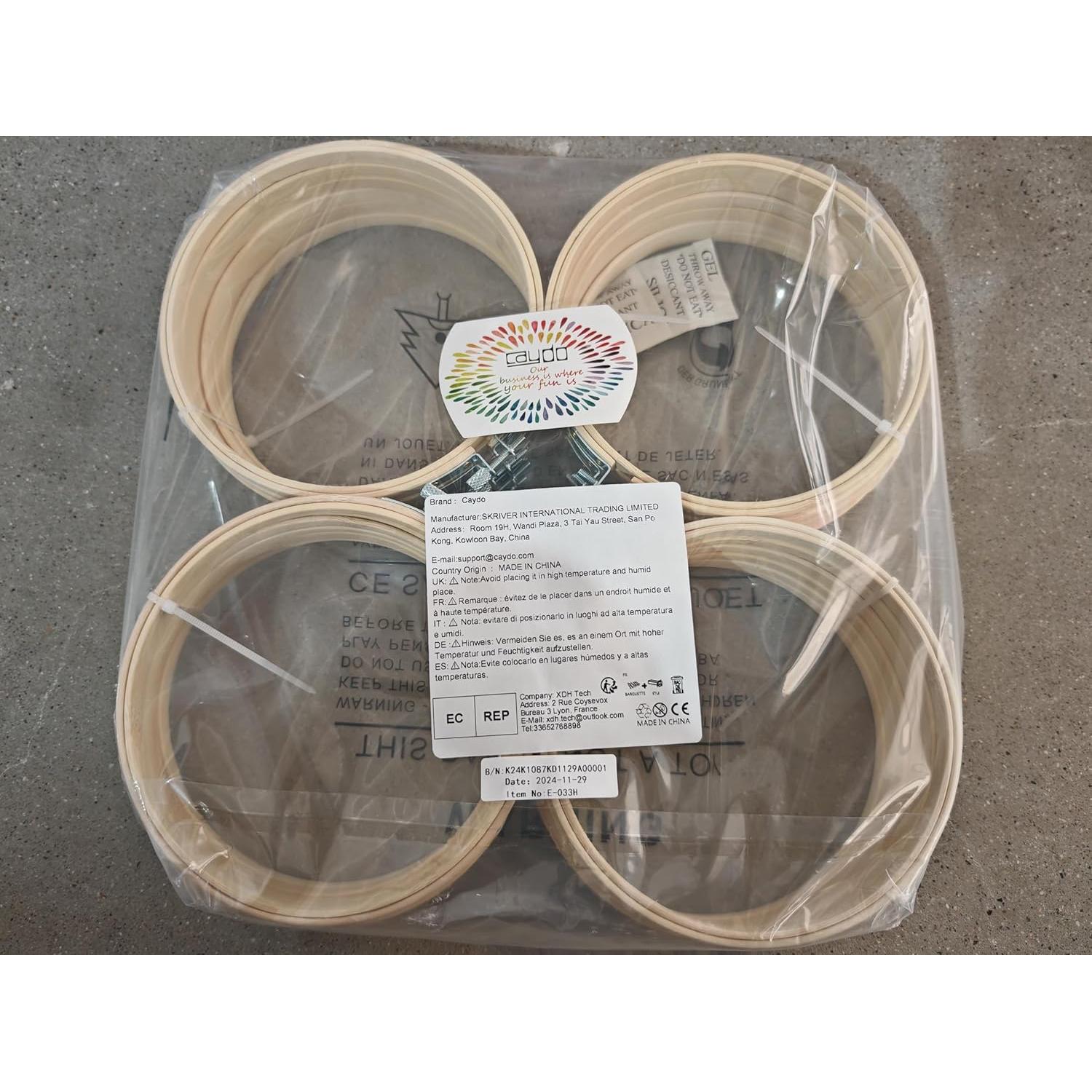 Aros de Bordado Caydo 24 Piezas 15 cm Madera Natural