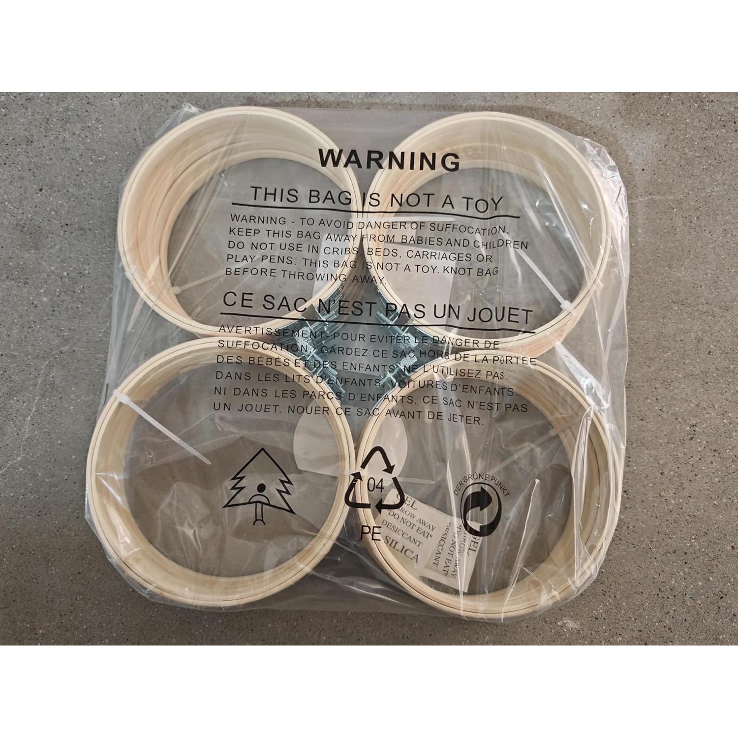 Aros de Bordado Caydo 24 Piezas 15 cm Madera Natural