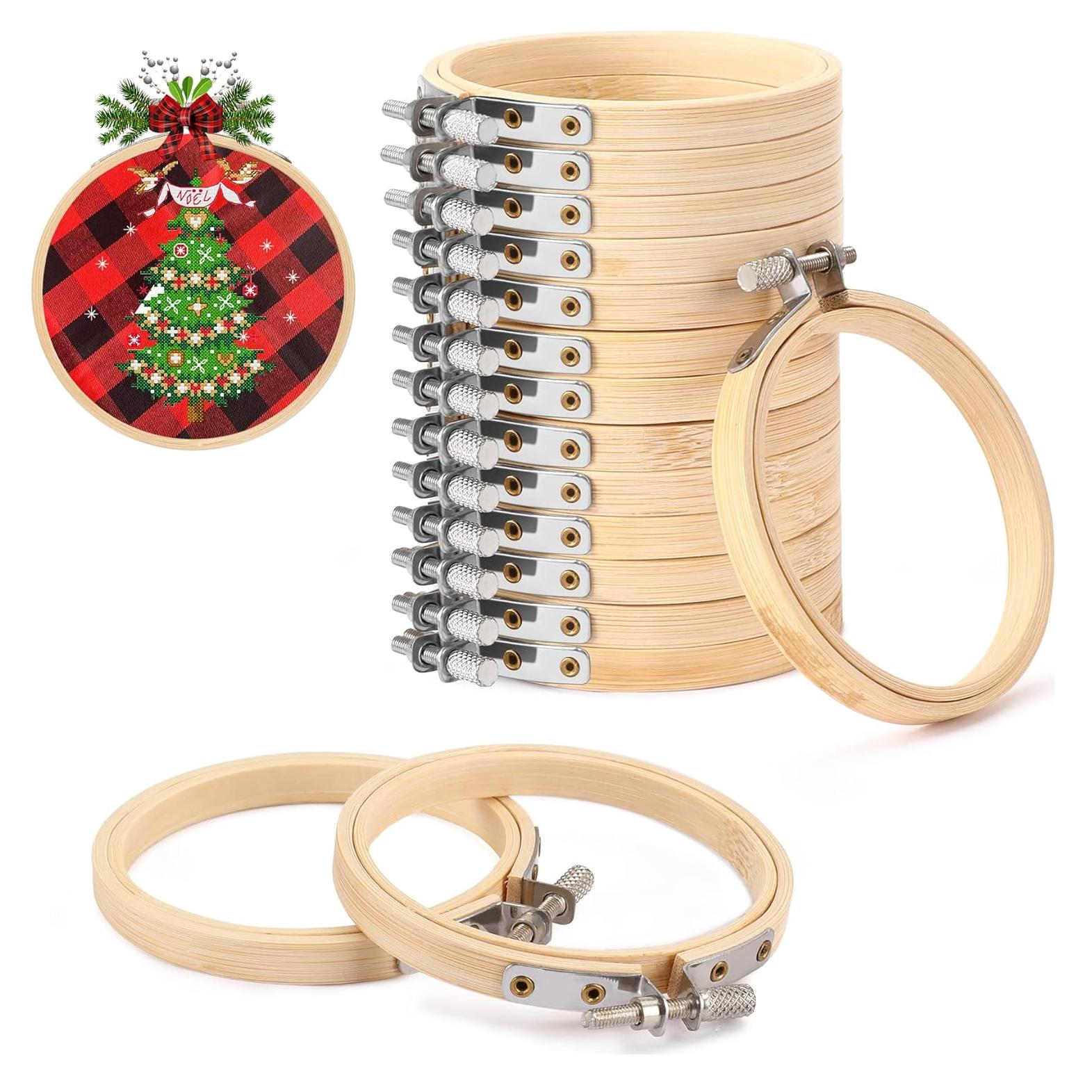 Aros de Bordado de Bambú FEBSNOW 16 Piezas 7.62 cm