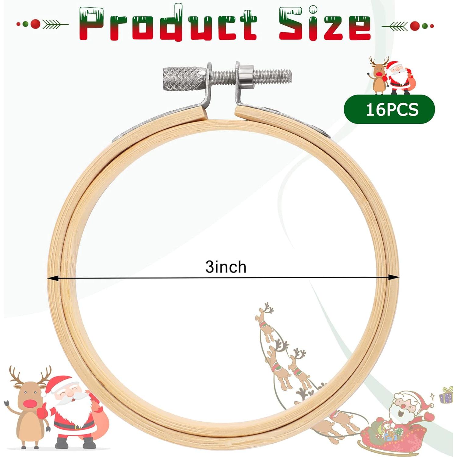 Aros de Bordado de Bambú FEBSNOW 16 Piezas 7.62 cm