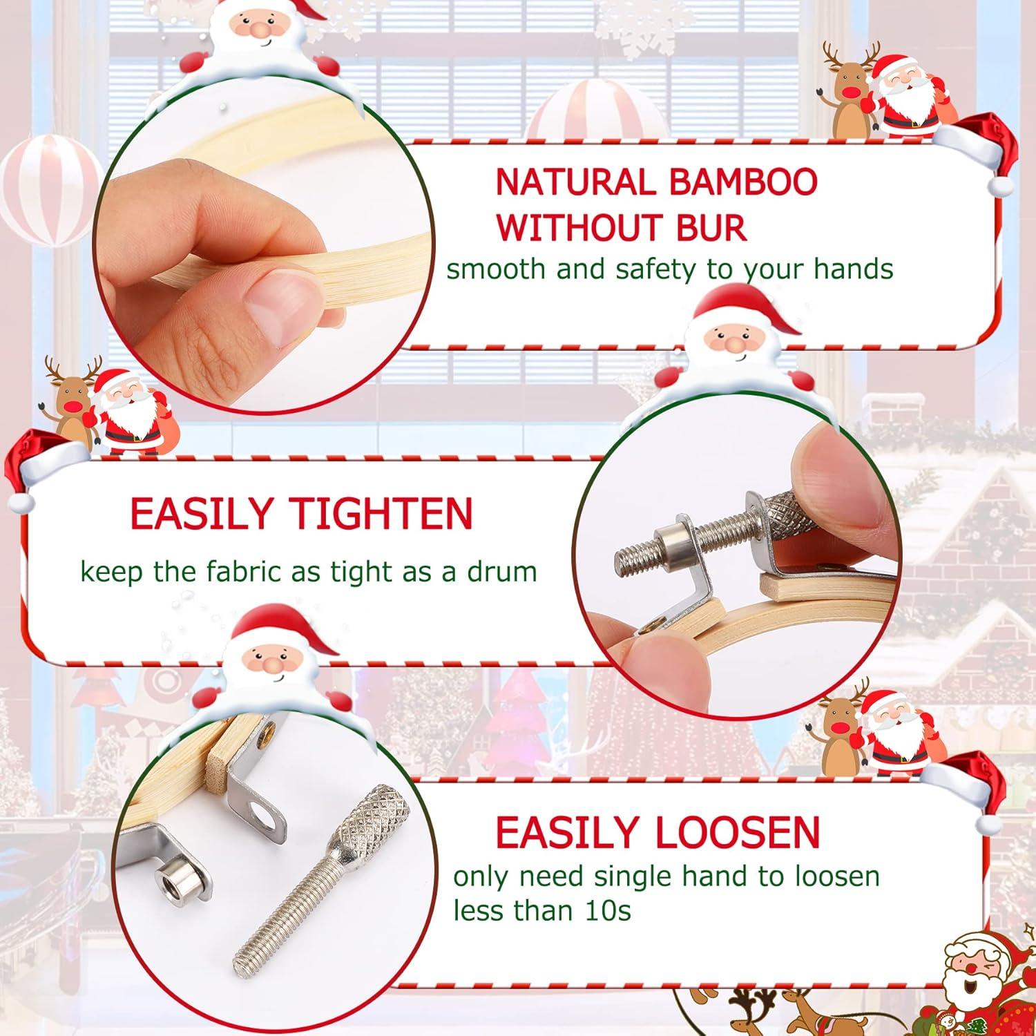 Aros de Bordado de Bambú FEBSNOW 16 Piezas 7.62 cm