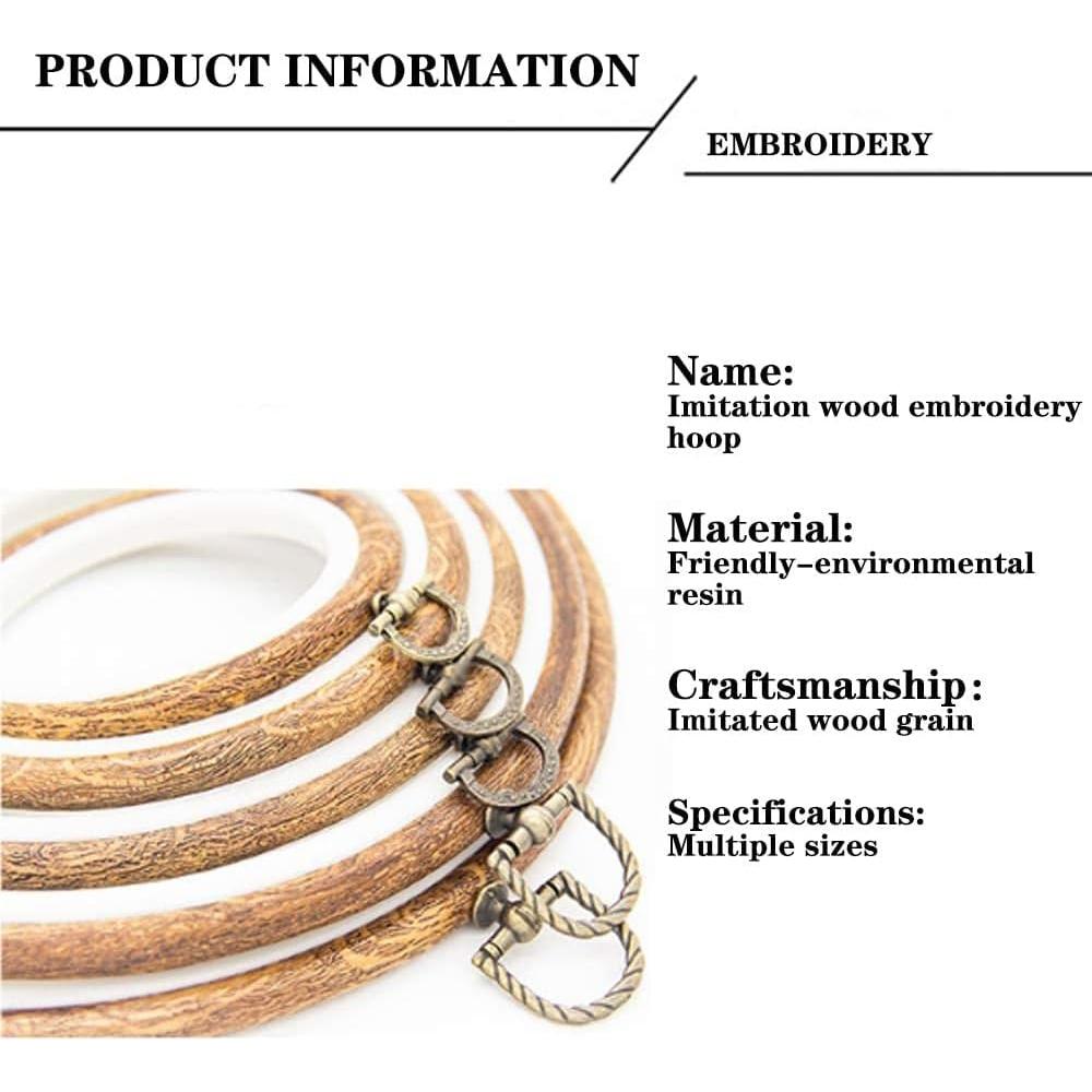 5 Piezas Aros de Bordado Redondos 25.4 cm Imitación Madera
