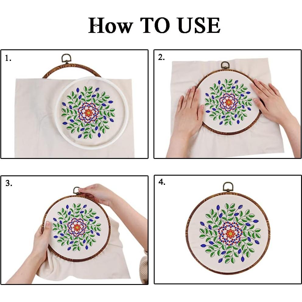 5 Piezas Aros de Bordado Redondos 25.4 cm Imitación Madera