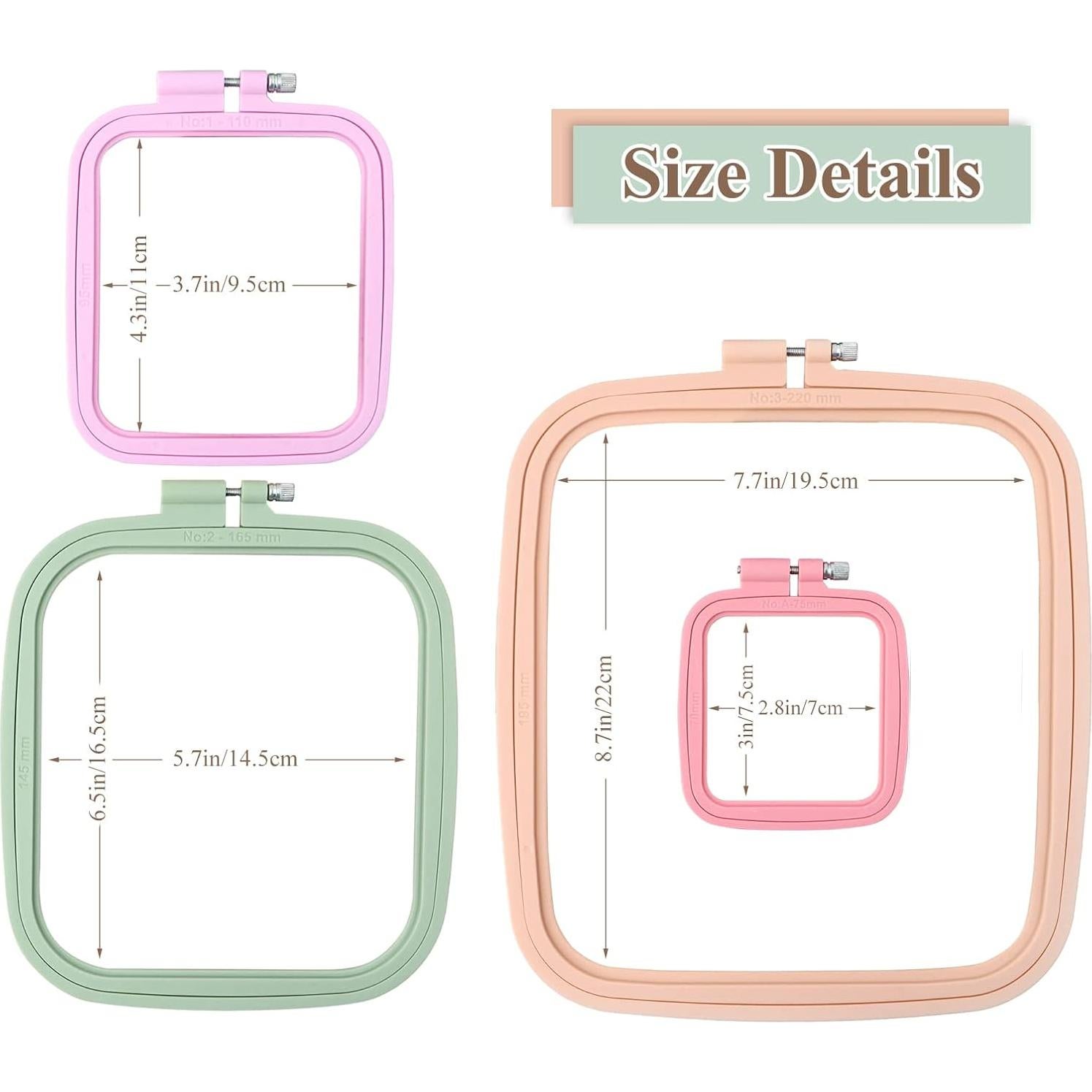 Juego de Aros de Bordado ZOCONE 4 Pcs Plástico ABS 7.6-22 cm