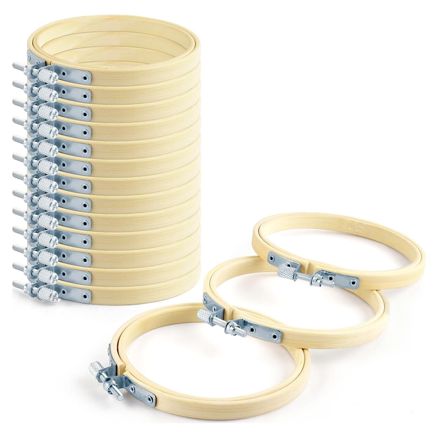 Aros de Bordado TINDTOP 16 Piezas 15 cm de Bambú