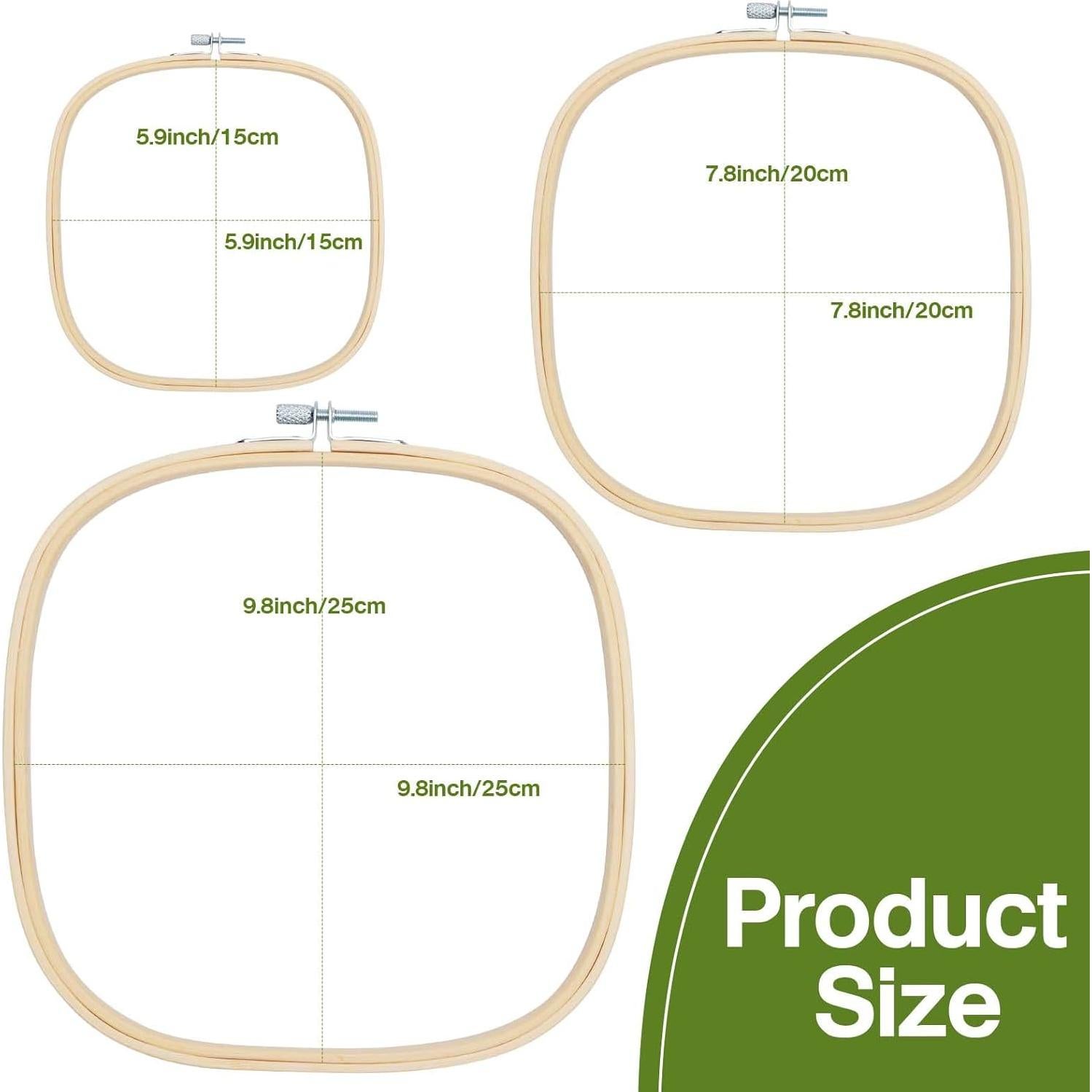 Aros de Bordado Cuadrados Caydo - 3 Piezas, 15-25 cm