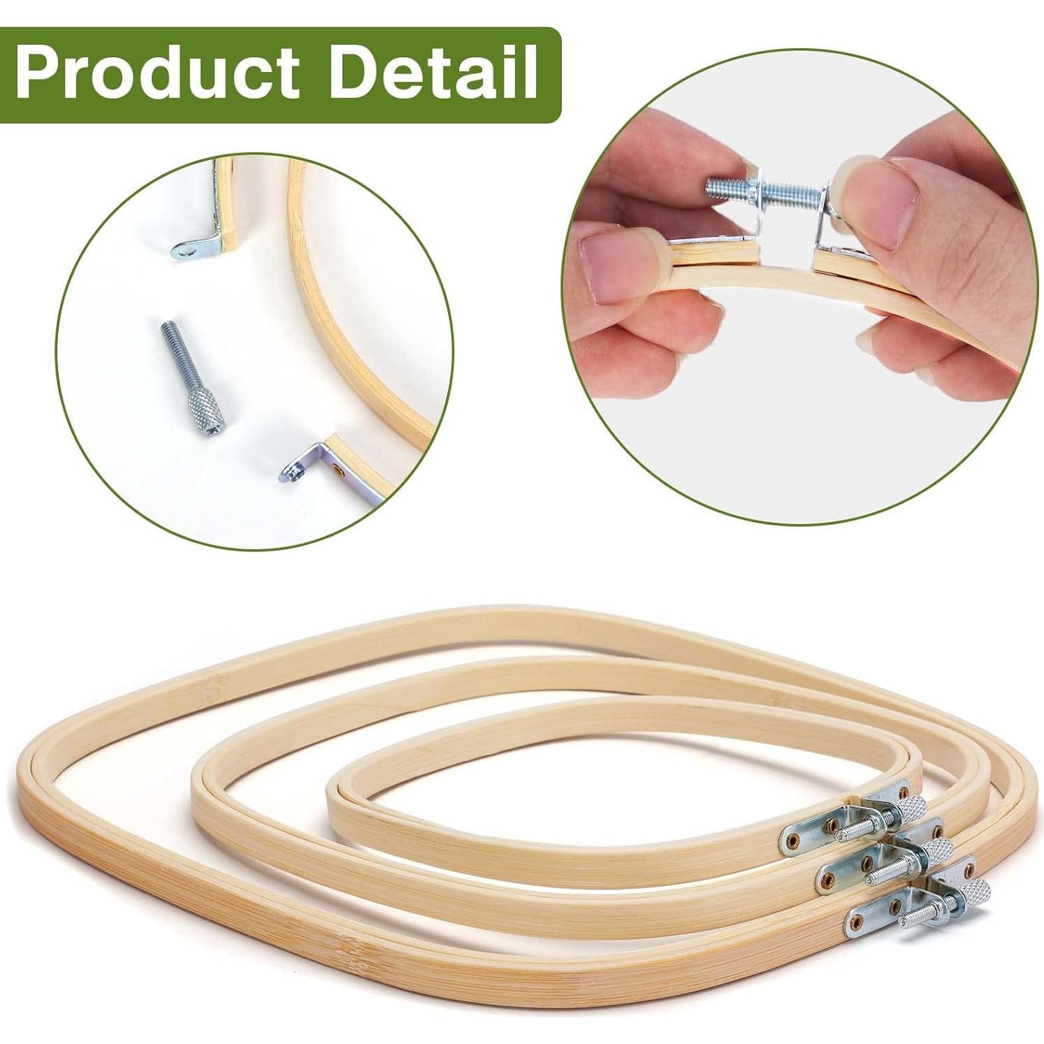 Aros de Bordado Cuadrados Caydo - 3 Piezas, 15-25 cm