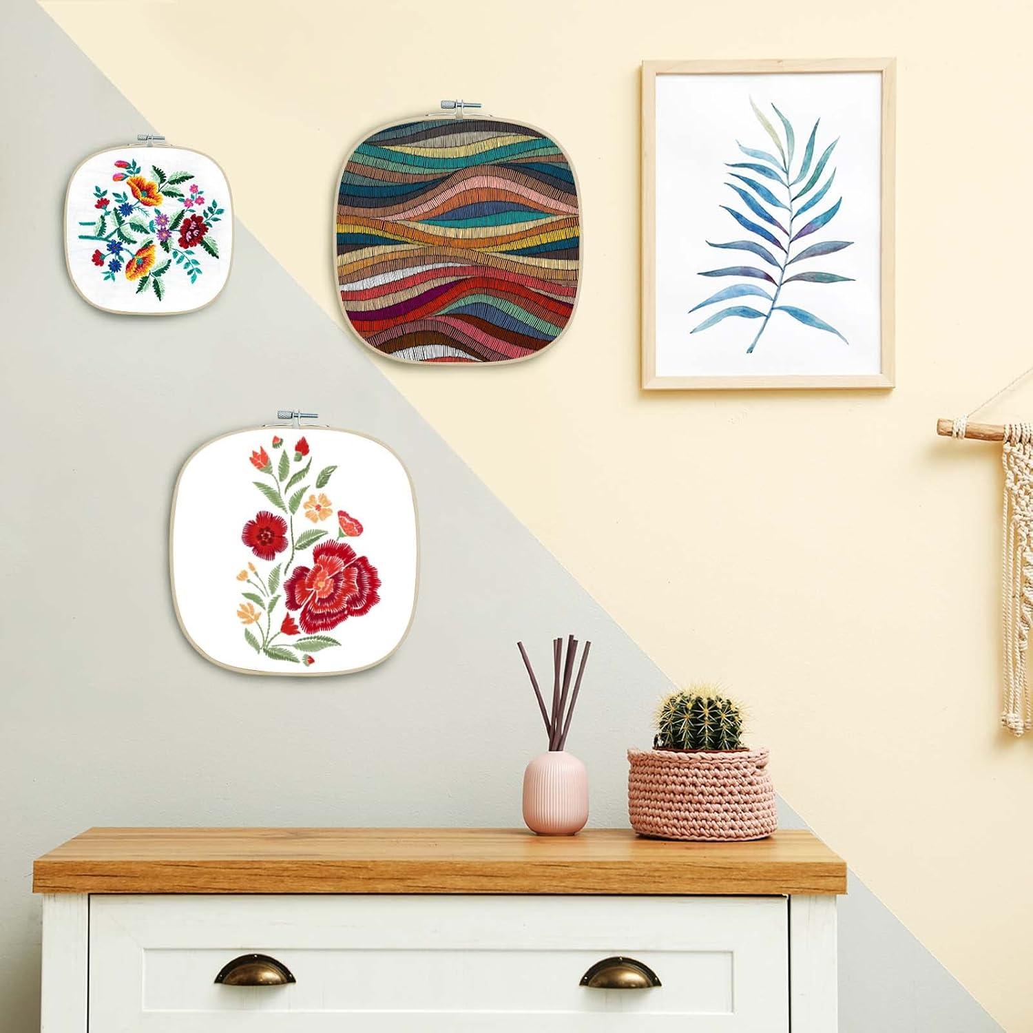 Aros de Bordado Cuadrados Caydo - 3 Piezas, 15-25 cm