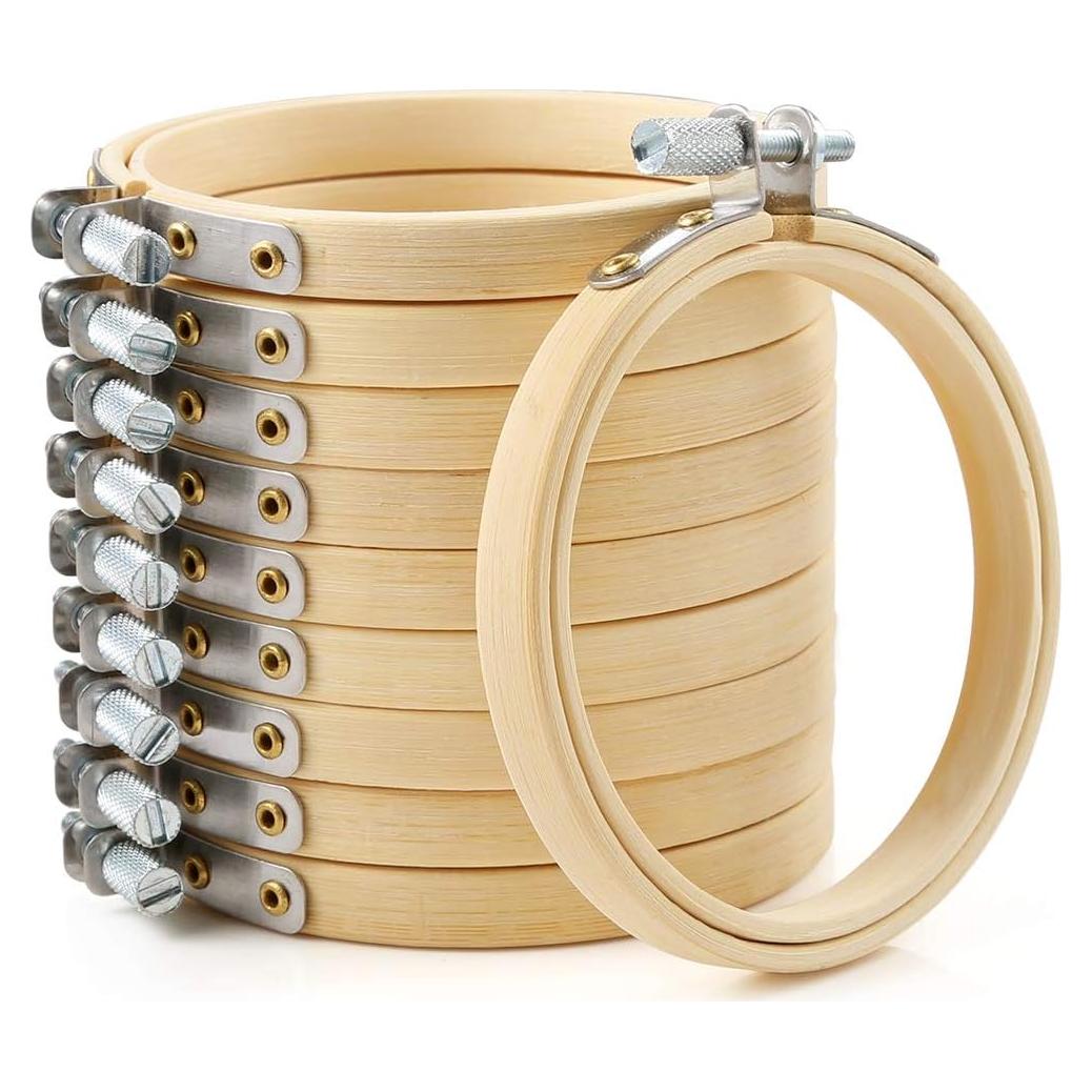 Aros de Bordado de Bambú Pllieay 10 Piezas 10 cm
