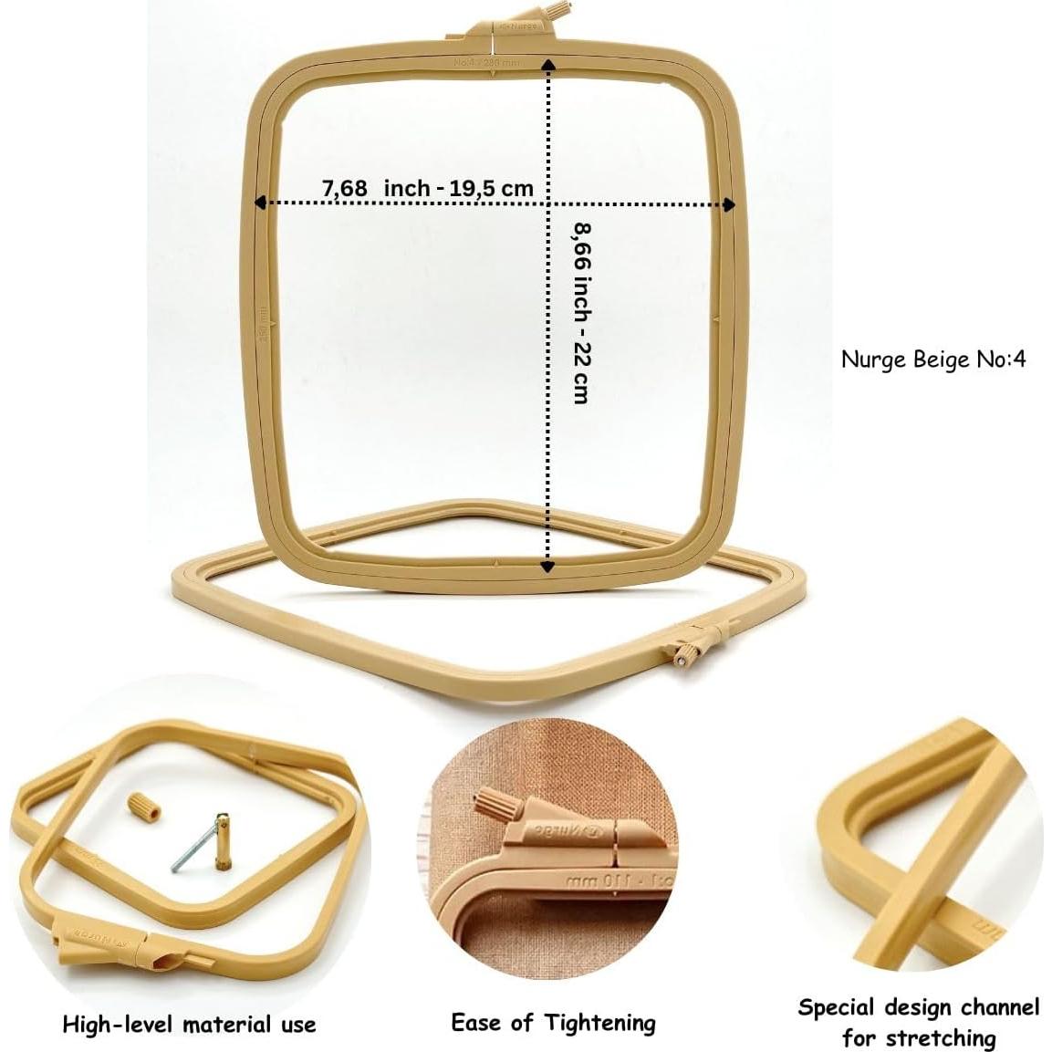 Aros de Bordado Rectangulares Beige Nurge - Juego de 4 Piezas