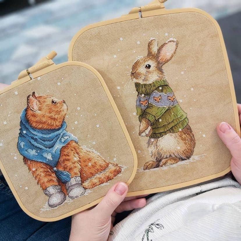 Aros de Bordado Rectangulares Beige Nurge - Juego de 4 Piezas