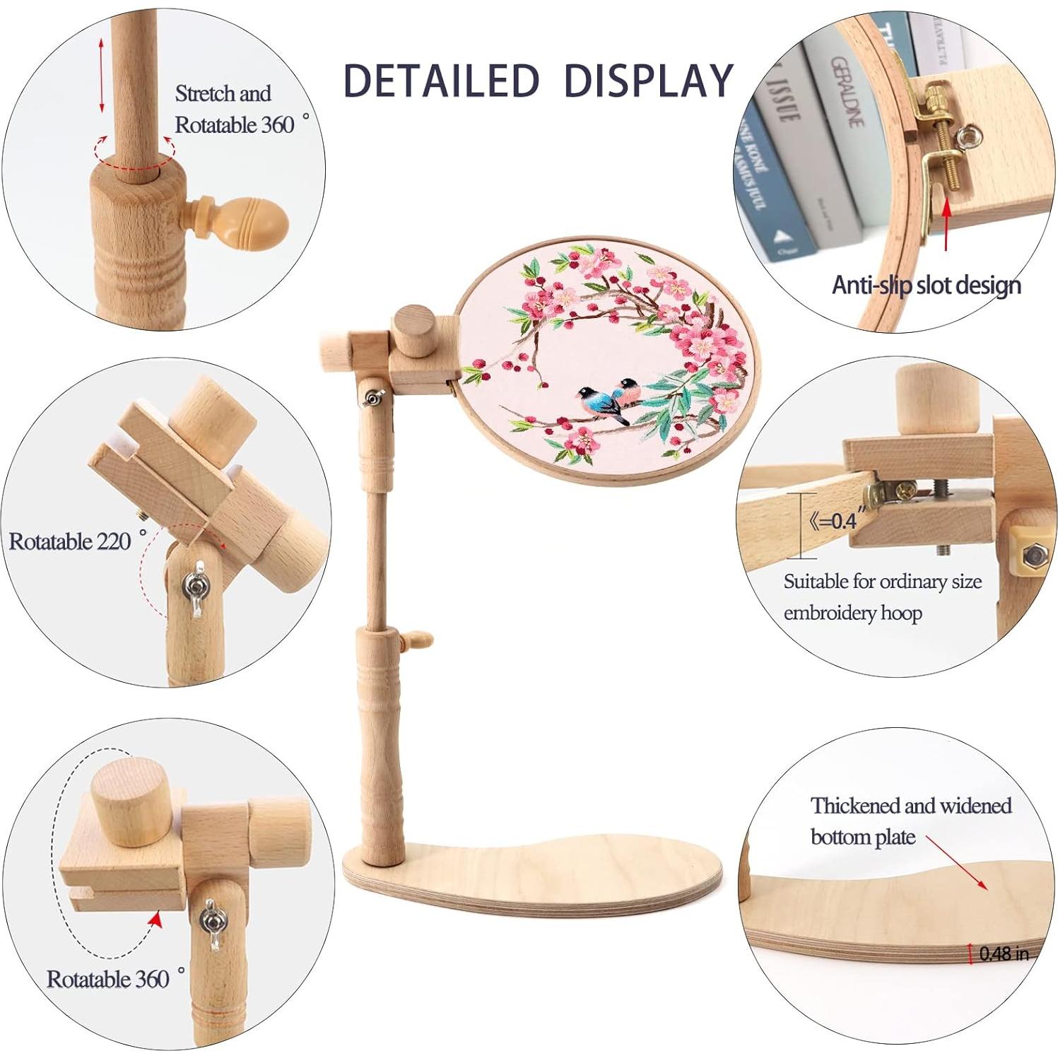 Soporte de Bordado ZOCONE de Madera Ajustable con 2 Aros 15.24 y 20.32 cm