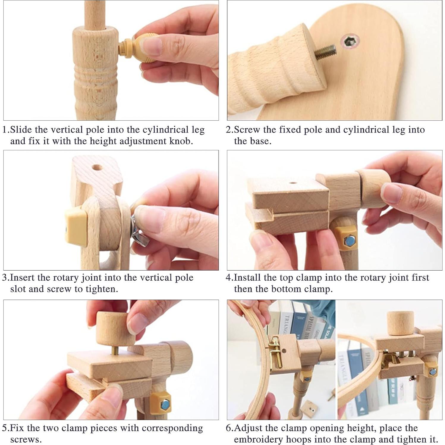 Soporte de Bordado ZOCONE de Madera Ajustable con 2 Aros 15.24 y 20.32 cm