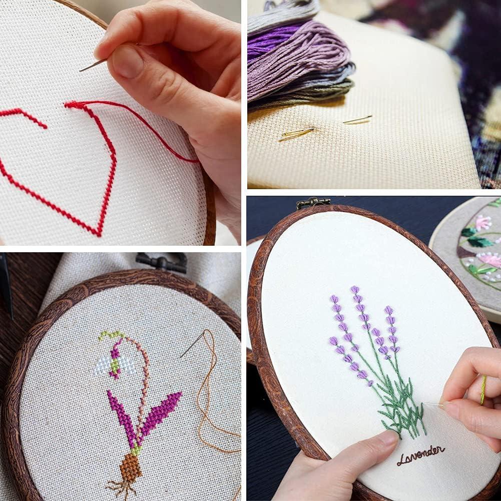 Kit Aro de Bordado Ovalado Jupean 19.1 cm y 23.6 cm con Agujas