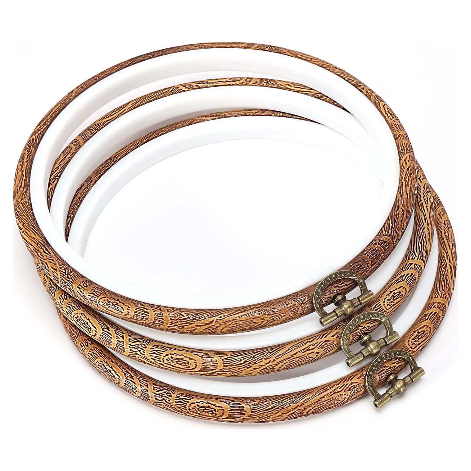 Aros de Bordado Pllieay 8.4" Imitación Madera - 3 Piezas