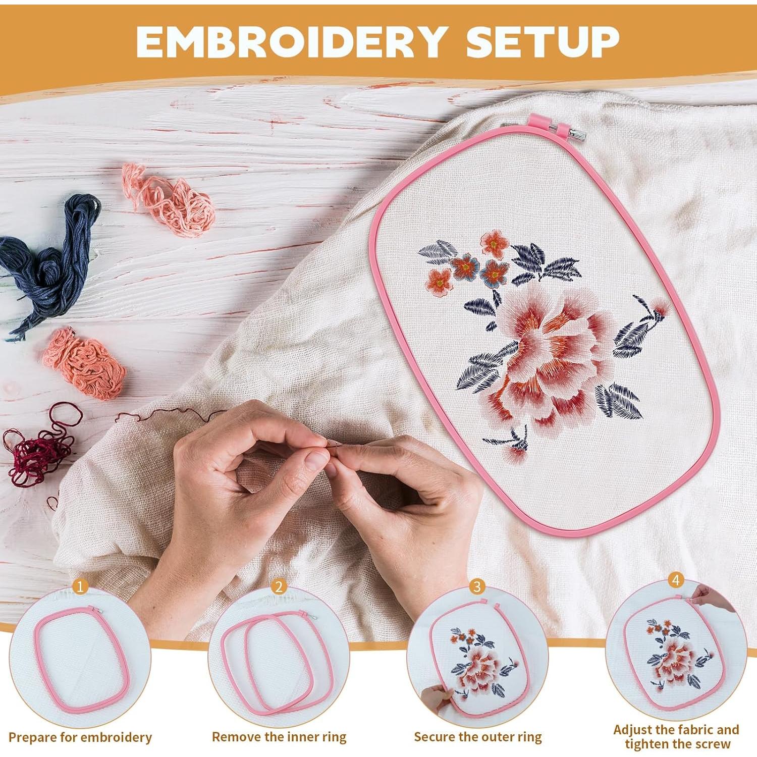 Juego de Aros de Bordado Rectangulares QLOUNI 5 Piezas 12.7-38.1 cm