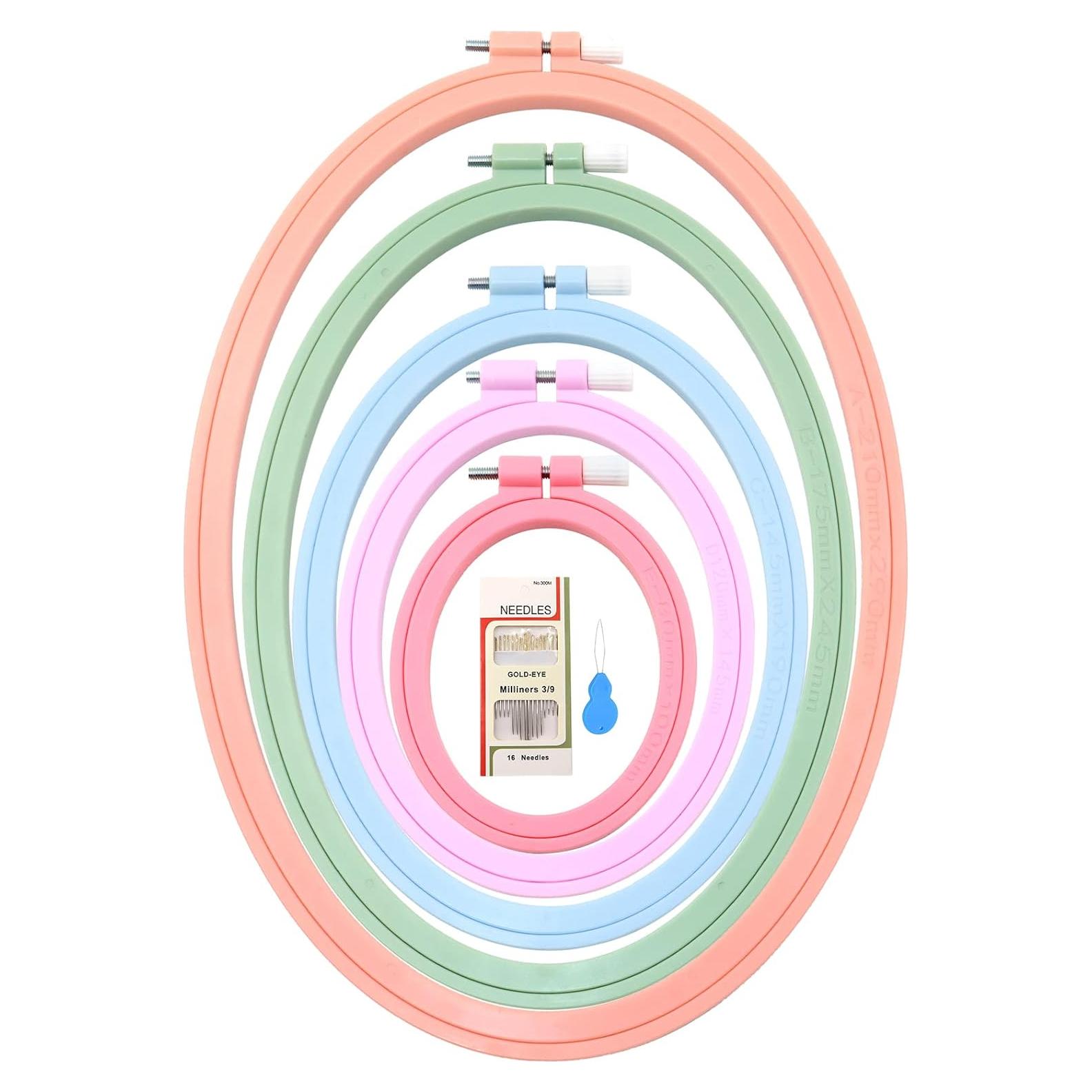 Juego de Aros de Bordado ZOCONE 5 Pcs Ovalados 8-29 cm