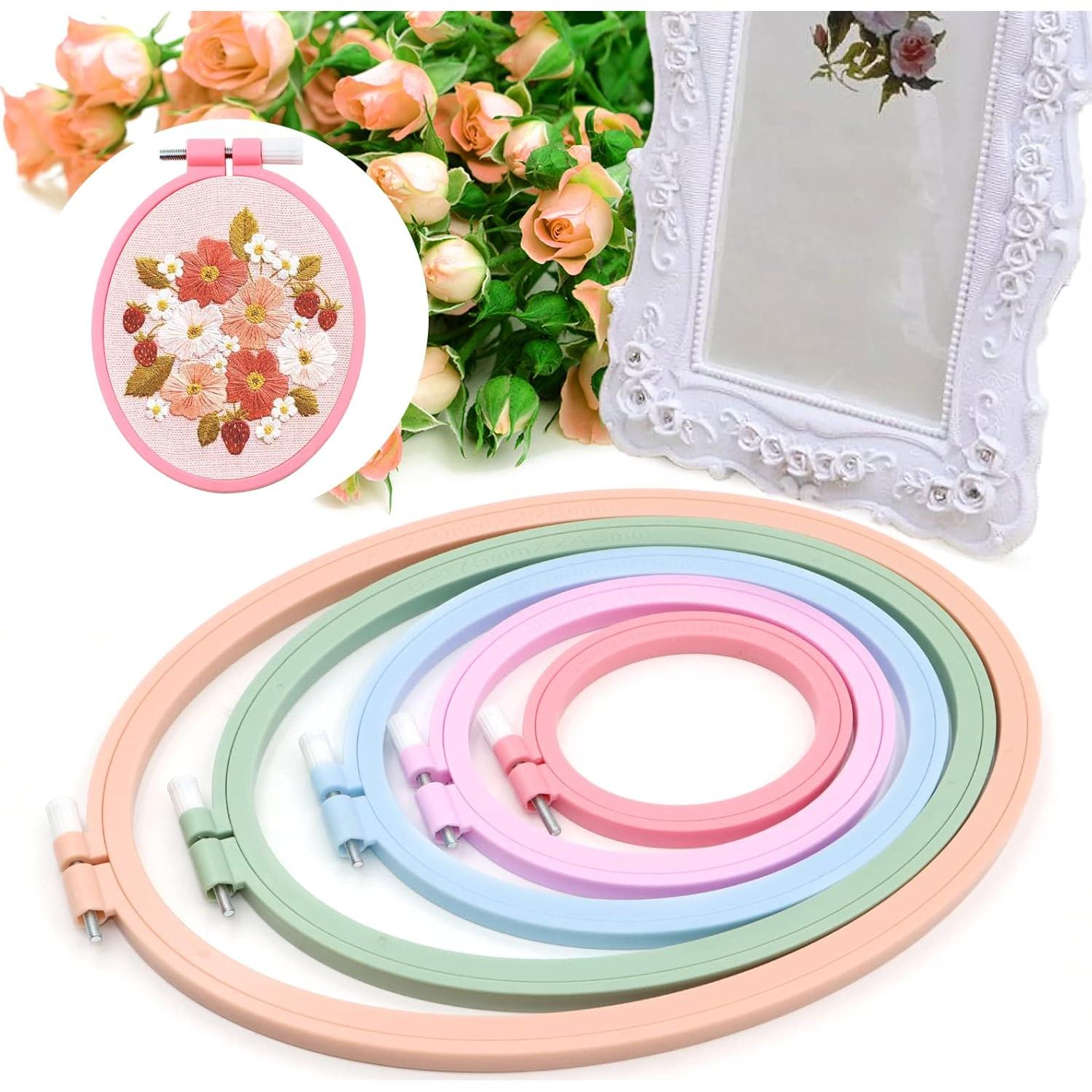 Juego de Aros de Bordado ZOCONE 5 Pcs Ovalados 8-29 cm