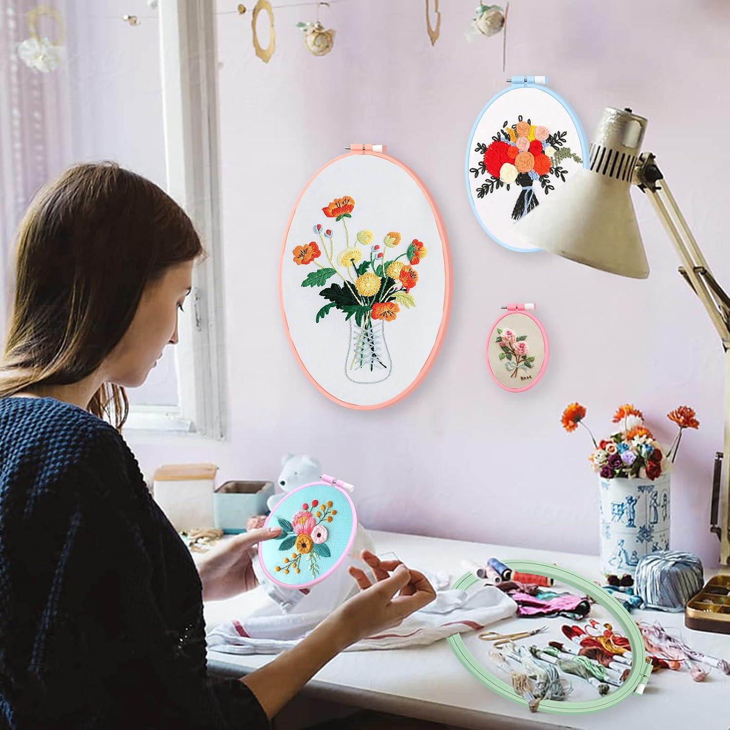 Juego de Aros de Bordado ZOCONE 5 Pcs Ovalados 8-29 cm