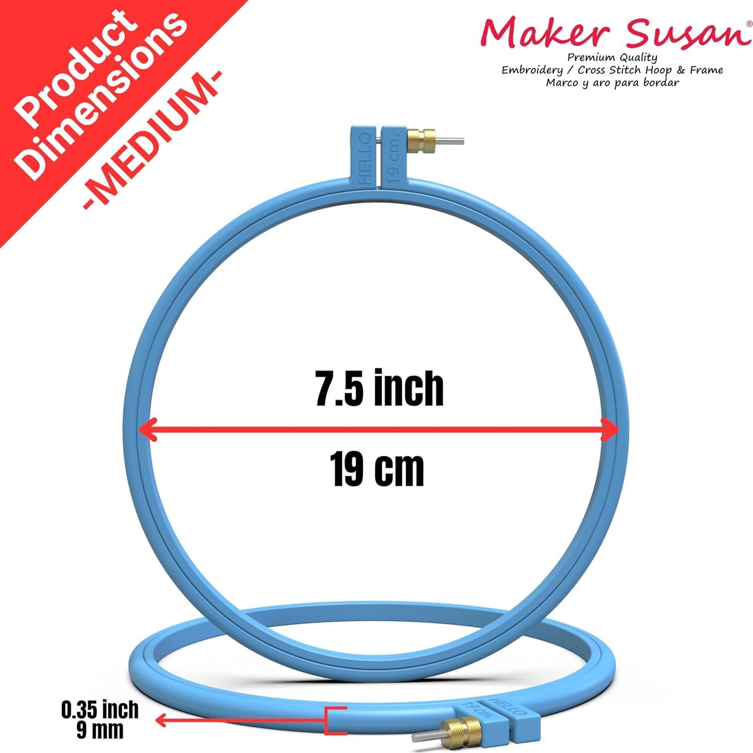 Aros de Bordado de Plástico Maker Susan, 2 Pcs Set Azul