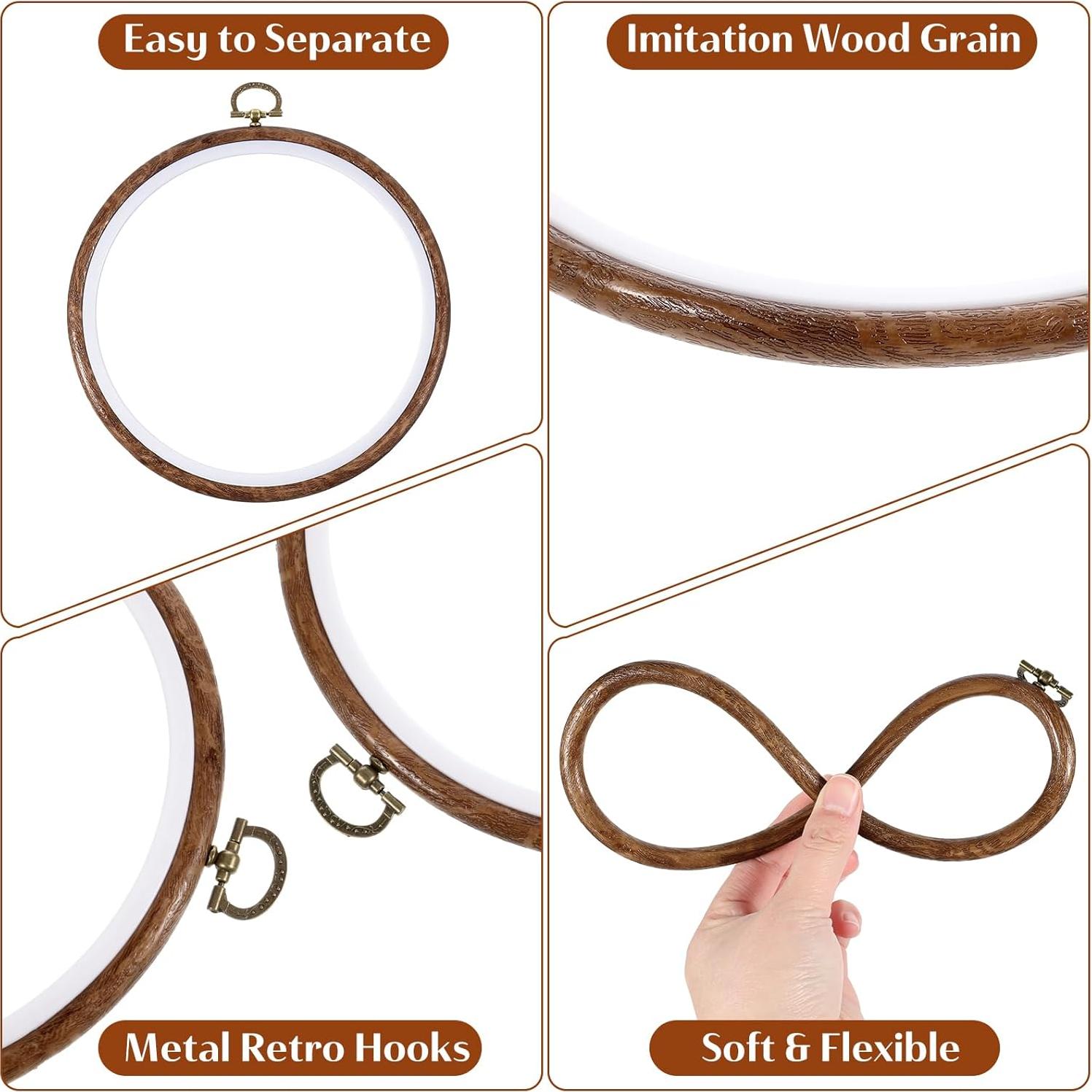 Aros de Bordado Redondos JIYIN 18cm - 2 Pcs Imitación Madera