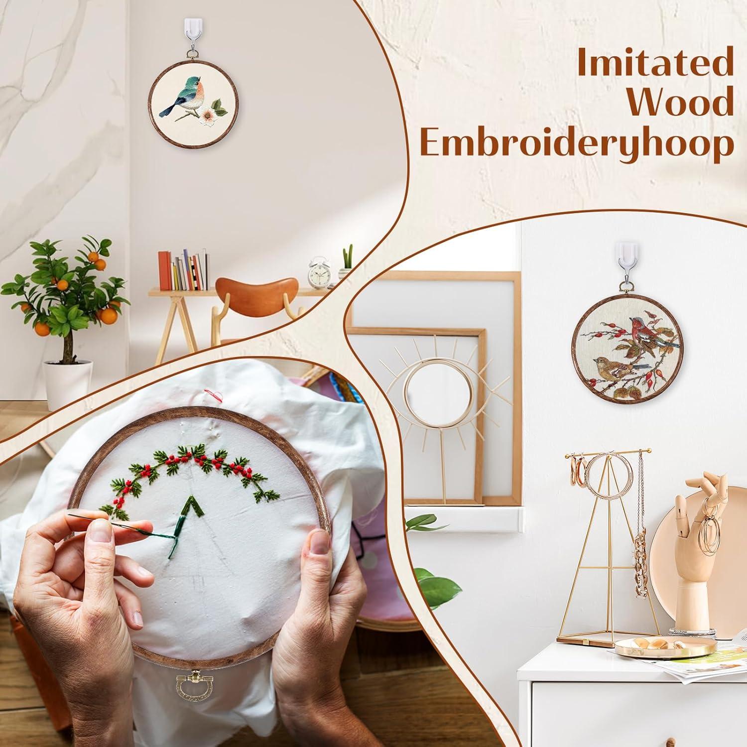 Aros de Bordado Redondos JIYIN 18cm - 2 Pcs Imitación Madera