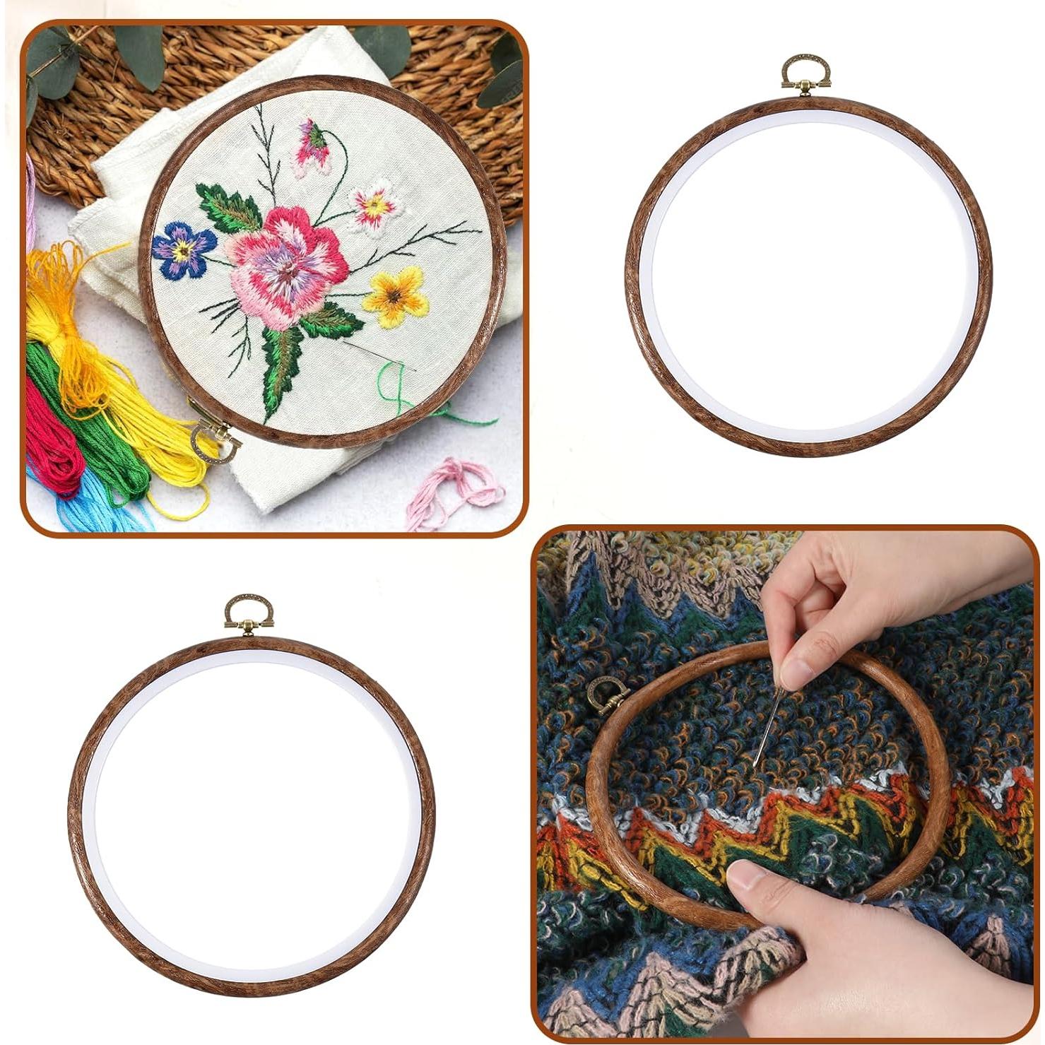 Aros de Bordado Redondos JIYIN 18cm - 2 Pcs Imitación Madera