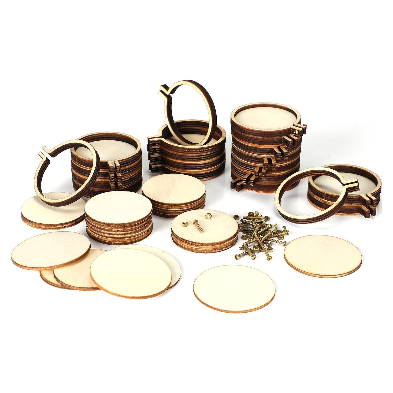 Jetec 20 Piezas Aros de Bordado de Madera 5 cm Ajustables