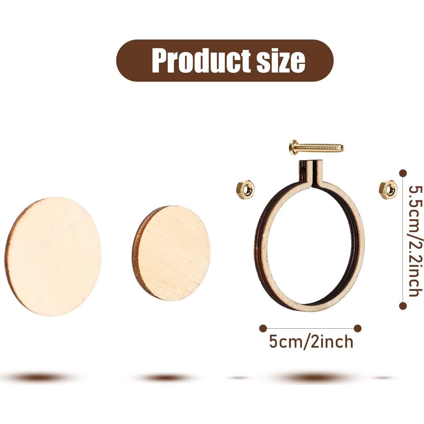 Jetec 20 Piezas Aros de Bordado de Madera 5 cm Ajustables