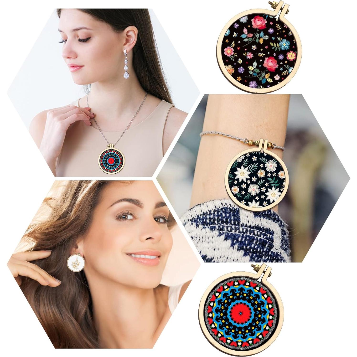 Jetec 20 Piezas Aros de Bordado de Madera 5 cm Ajustables