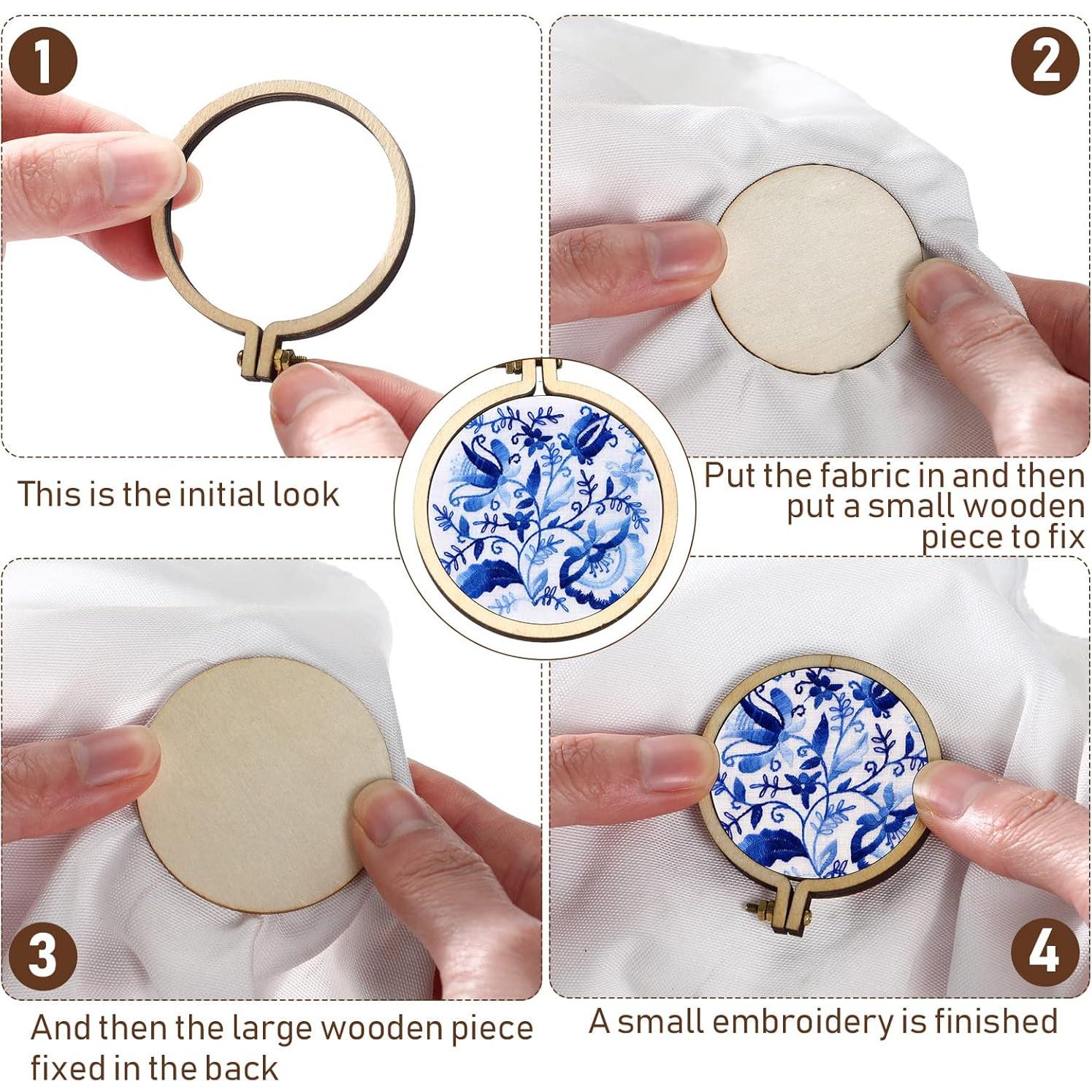 Jetec 20 Piezas Aros de Bordado de Madera 5 cm Ajustables