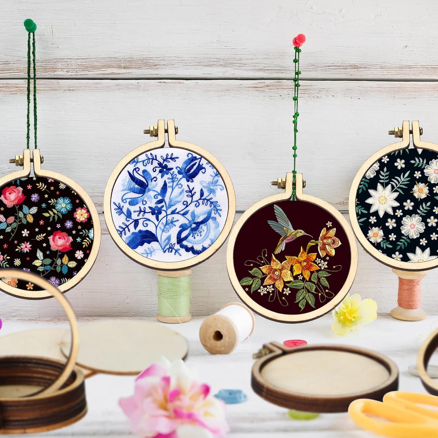 Jetec 20 Piezas Aros de Bordado de Madera 5 cm Ajustables