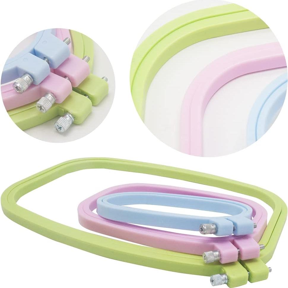 Aros de Bordado Plástico ABS LAMXD - 3 Tamaños y 16 Agujas